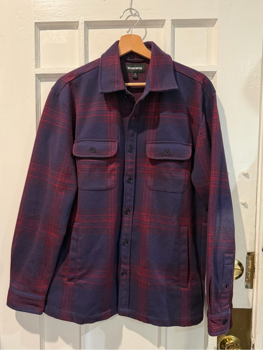 Bonobos Navy & Red Plaid Shirt Jacket